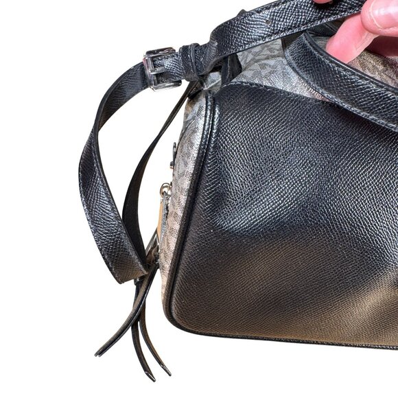 MICHAEL Michael Kors Metallic Signature Rhea Zip Backpack Silver main image 4